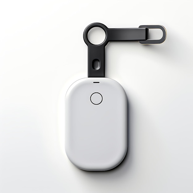 Aislado de Apple Airtag Bluetooth Tracker Vista superior con su Sm en fondo blanco Limpio