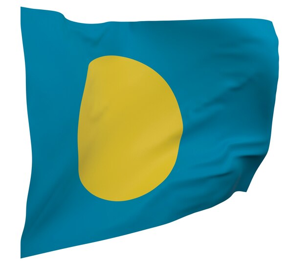 Aislado bandera de Palau. Bandera que agita. Bandera nacional de Palau