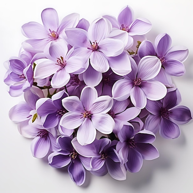 Aislado de flor lila mostrando sus racimos de fragantes vistas superiores tomadas sobre fondo blanco