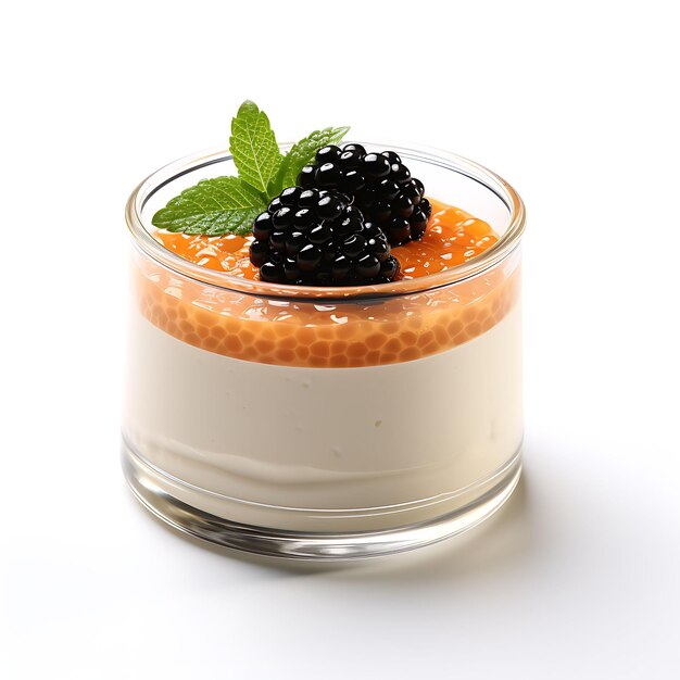 Aislado de mousse de caviar enfatizando su delicadeza y brillo en sesión de fotos de fondo blanco