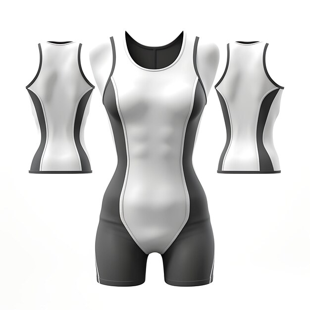 Aislado de polo acuático competitivo para mujeres traje de baño de una pieza estilo W diseño de traje de baño 3D en blanco