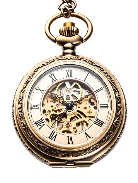 Aislado de reloj de bolsillo vintage colgante collar Steampunk antiguo Bron Clipart concepto de activo de juego