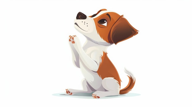 Foto aislado sobre un fondo blanco lindo cachorro jack russell mendigando obediencia del perro adorable cachorro orando ejecutando la orden ilustración moderna plana sobre fondo blanco