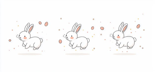 Aislado sobre un fondo blanco simple dibujo de una línea del conejo de Pascua Icono de conejo de color Ilustración minimalista moderna dibujada a mano