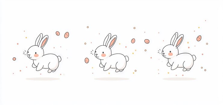 Foto aislado sobre un fondo blanco simple dibujo de una línea del conejo de pascua icono de conejo de color ilustración minimalista moderna dibujada a mano