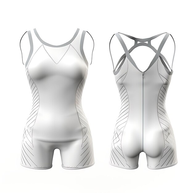 Aislado de Water Polo Juvenil para Niñas Estilo de Traje de Natación Tankini con Diseño de traje de natación Poly 3D en blanco