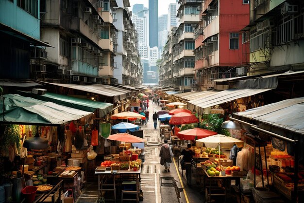Foto el ajetreo y el bullicio de los mercados y bazares urbanos