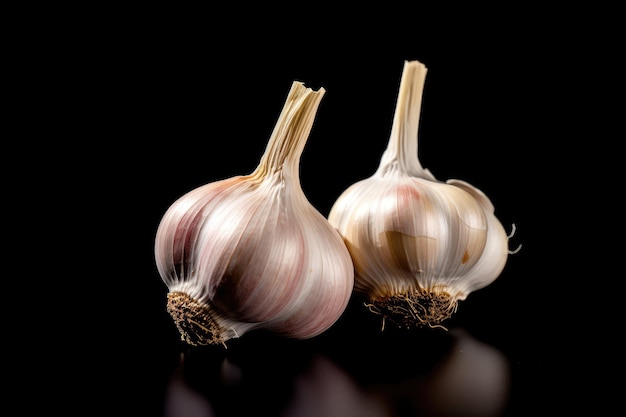 El ajo está listo para usarse en la fotografía de alimentos publicitarios profesionales para cocinar.