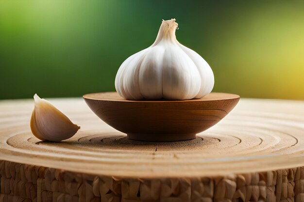 Ajo y queso en una mesa de madera