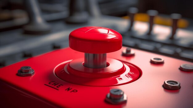 Ajustadores de od y botones rojos de una consola de mezclas. Se utiliza para modificar señales de audio. IA generativa.