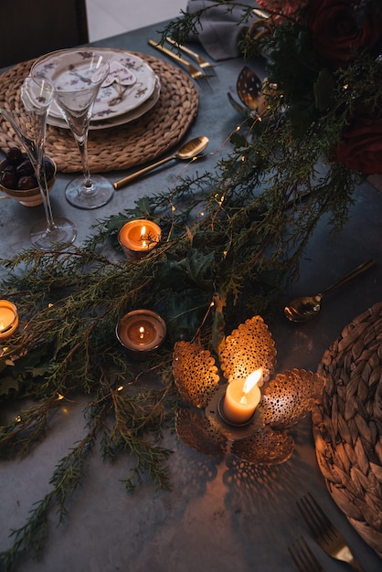 Foto ajuste de la mesa de navidad