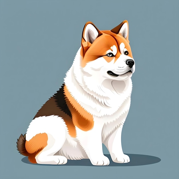 Foto akita inu perro mascota linda ilustración de dibujos animados aislada en el fondo para imprimir en la bolsa de la camiseta de la taza