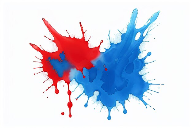 Foto akrylblaue und rote farben im wasser tintenfleck abstrakter weißer hintergrund