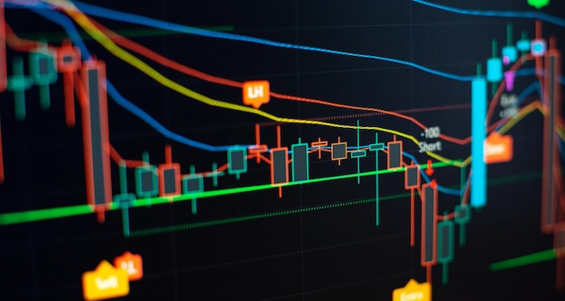 Aktien- oder GeschäftsmarktanalysekonzeptWirtschaftstrends Hintergrund für Geschäftsidee und alle Kunstwerke Design Abstrakter Finanzhintergrund