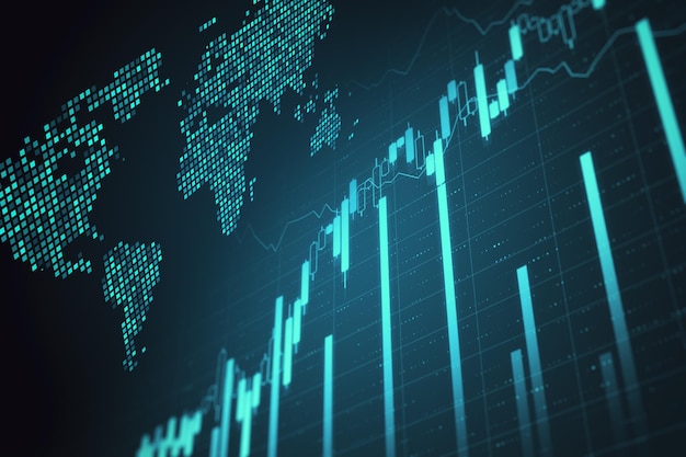 Aktiencharts mit digitaler Geschäftsschnittstelle