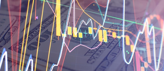 Aktienmarkt-Börsendiagramm Aktienhandelsdiagramm Candlestick-Finanzinvestitionshandel Forex-Diagrammgeschäft oder Handel mit Kryptowährung