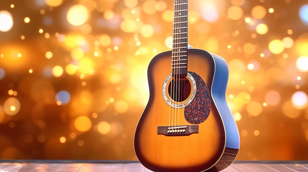 Akustische Gitarre mit Bokeh