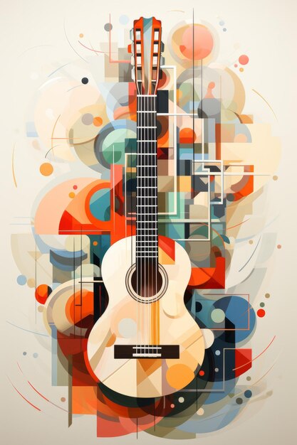 Foto akustische gitarrenillustration für musikalische grafische werbung, erstellt mit generativer ki-technologie