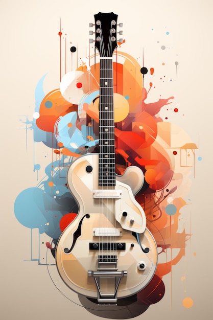 Foto akustische gitarrenillustration für musikalische grafische werbung, erstellt mit generativer ki-technologie