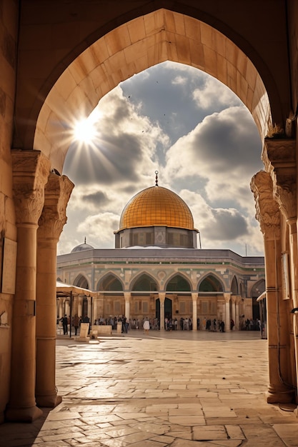 Foto al-aqsa-moschee jerusalem palästina sonnig von säulen