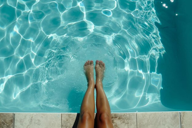 Al lado de la piscina consuelo sumergido miembro femenino