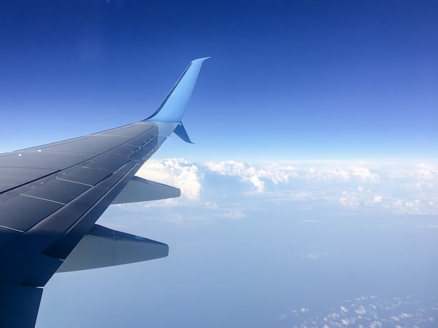 ala del avión contra el cielo