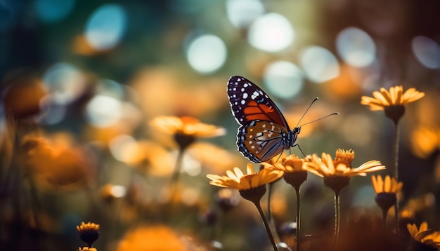 Ala de mariposa vibrante en primer plano belleza natural generada por IA