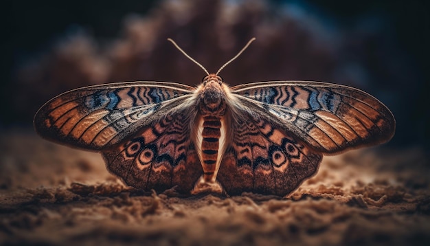 Ala de mariposa vista en planta verde generada por IA