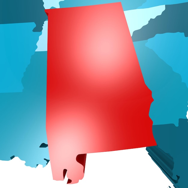 Alabama-Karte auf blauer USA-Karte