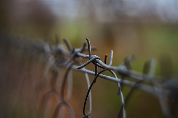 Foto alambre de púas en la valla