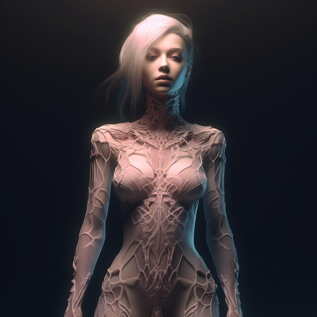 Alas de ángel 3D etéreas retrato de mujer futurista e ilustraciones de personajes de fantasía