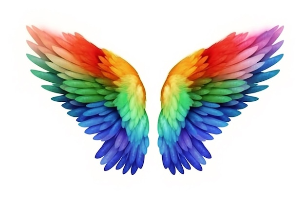 Foto alas de ángel arco iris aisladas