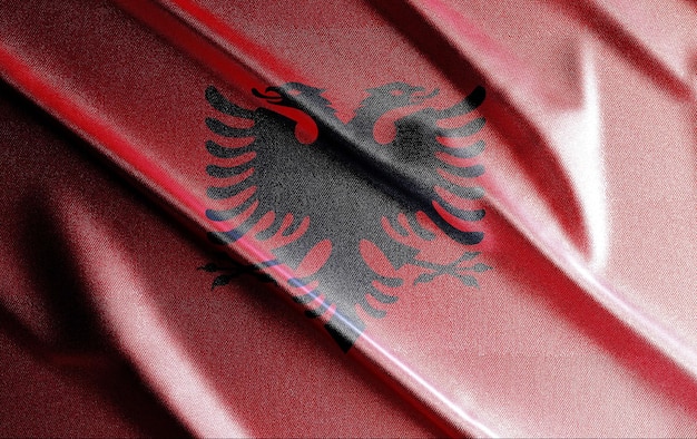 Albania 3D Flag, hermosa bandera de país en el mundo, fondo, banner, postr, abstracto. - imagen