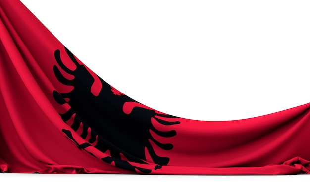 Albania bandera nacional colgando tela banner 3D Rendering