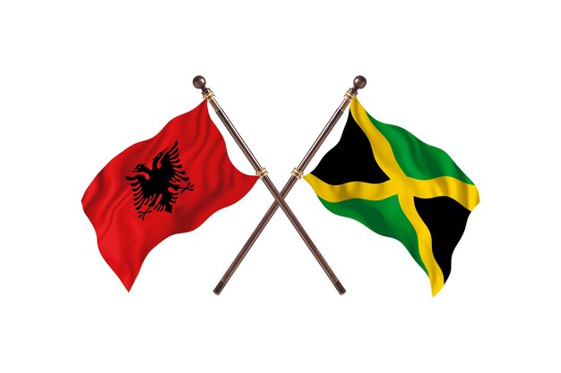 Albania versus dos banderas de Jamaica