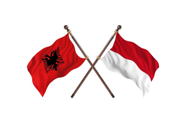 Albania versus Mónaco Two Flags