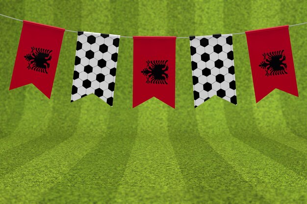 Albanien-Flagge und Fußball-Textur Fußball-Flagge Ammer 3D-Rendering