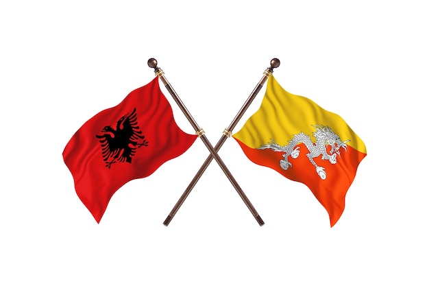 Albanien gegen Bhutan Two Flags