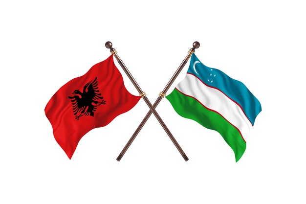 Albanien gegen Usbekistan Two Flags