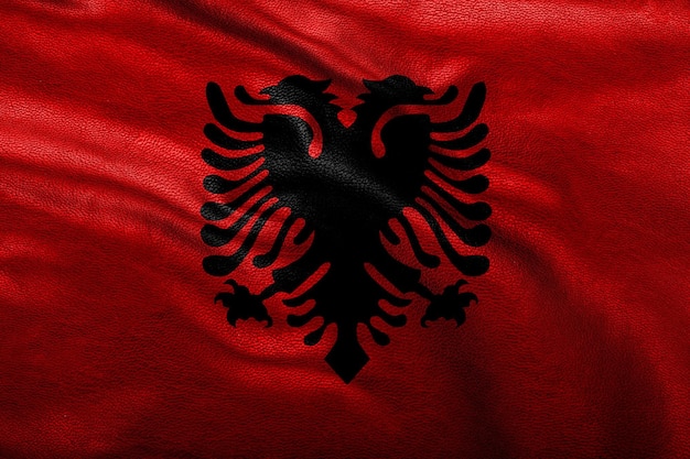 Foto albanische flagge auf samtoberfläche für nationale feiern und freiheitssymbol
