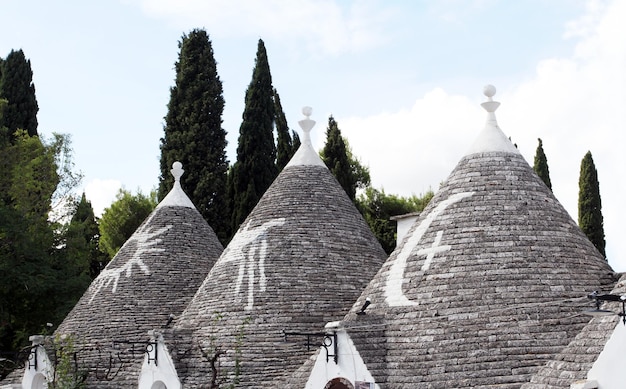 Alberobello Puglia Região Sul da Itália Trulli di Alberobello Telhados tradicionais dos Trulli originais e casas antigas desta região Patrimônio da UNESCO