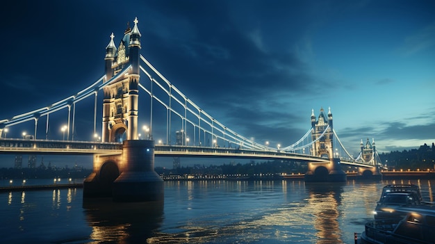 Albert Bridge con un azul claro en la noche