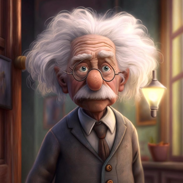 Foto albert einstein como personagem da pixar