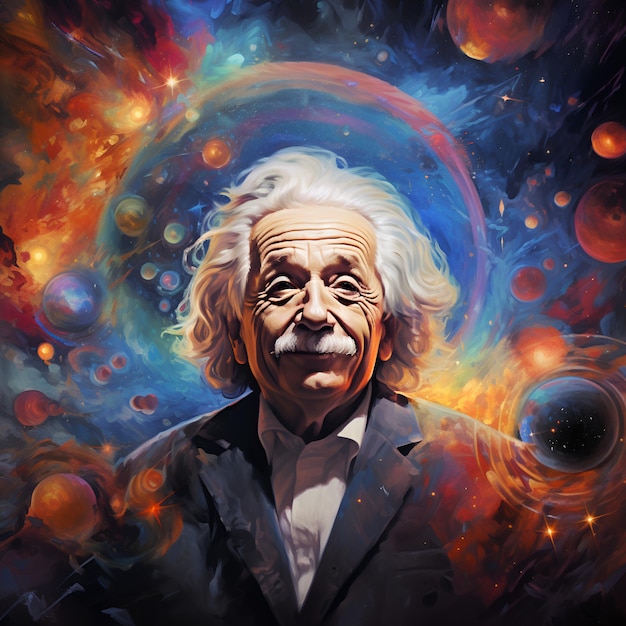 Foto albert einstein en la galaxia