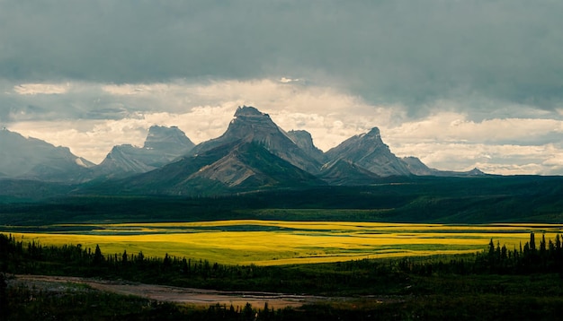 Foto alberta campo campo montaña nevada