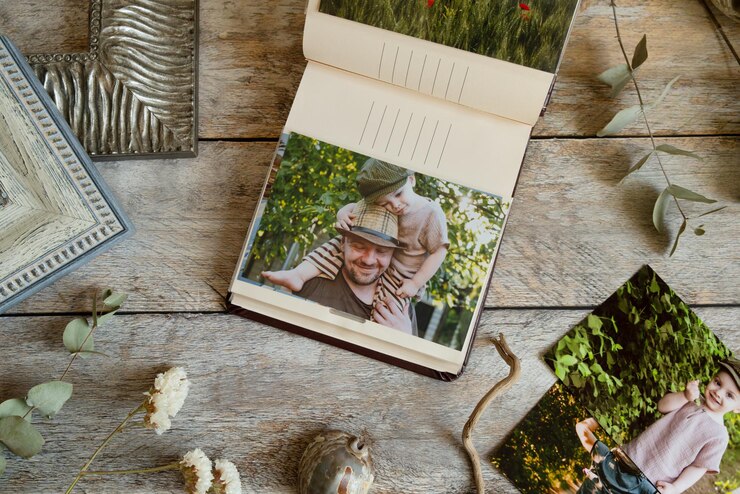 Álbum de fotos com fotos impressas