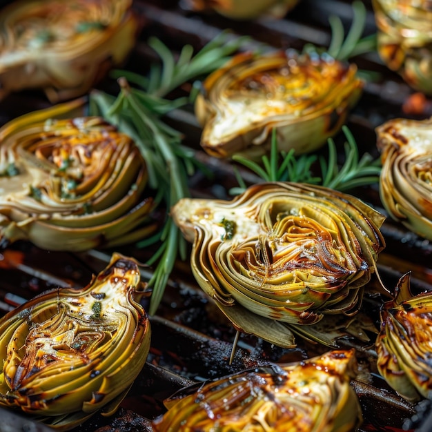 Alcachofas a la parrilla verduras a la barbacoa alcachofas asadas en aceite de oliva espacio de copia