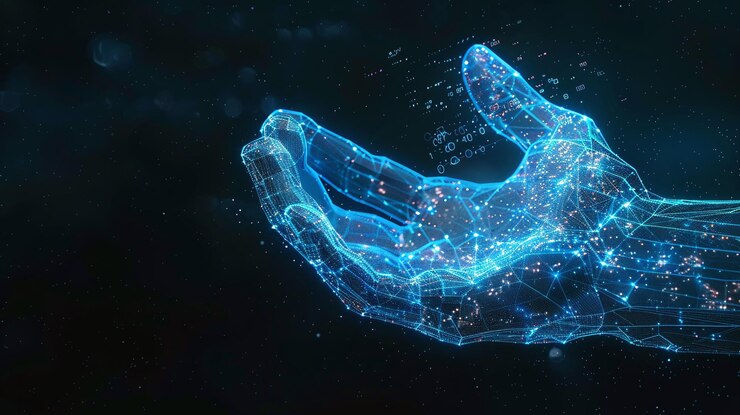 Alcanzando el futuro Un holograma de mano digital con conexión de red neuronal