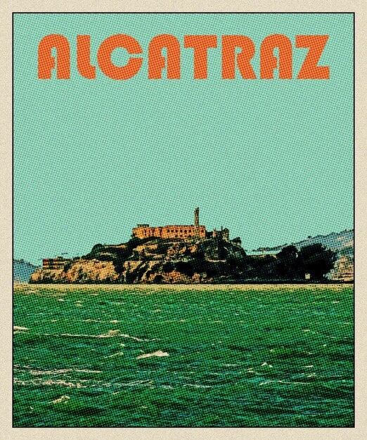 Foto alcatraz retro cartaz de viagem