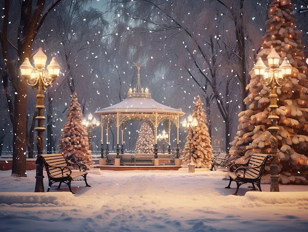 alcoba en Winter Park con luces navideñas generadas por IA